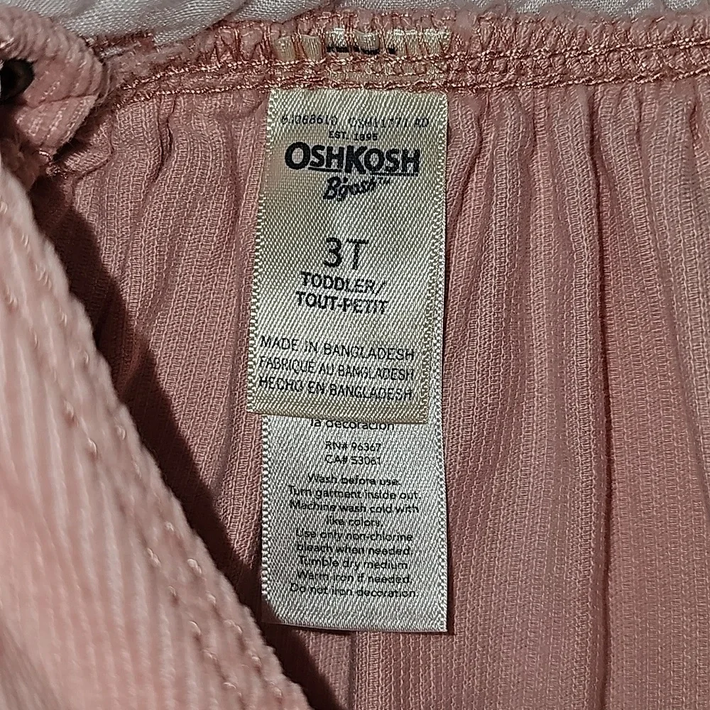 OshKosh B'gosh Toddler 3T Jumper Dress Pink Corduroy Overall Skirt Skirtall